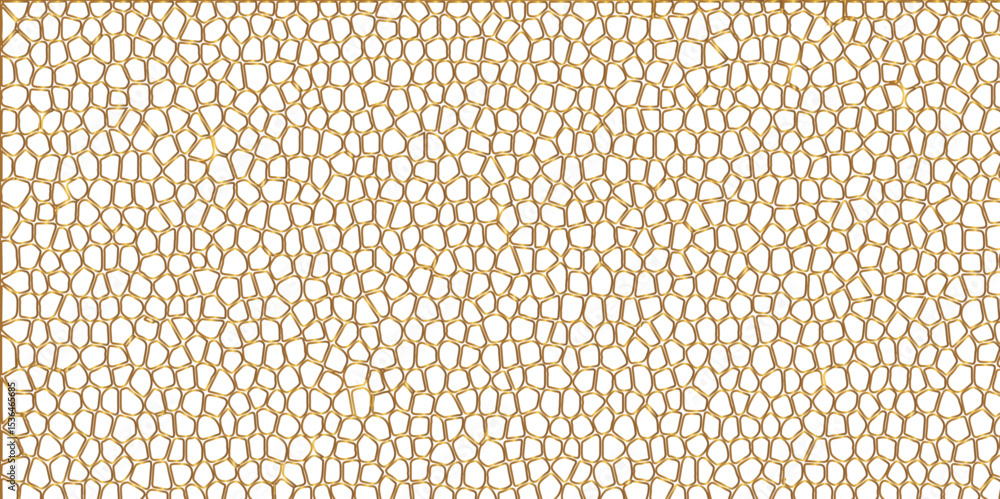Poster abstract golden hexagon graphic ornament. arabian stylish seamless pattern on white background. crea