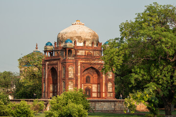 Mughal architecture inspiring awe in Delhi, India, at the Tomb of Ghiyasuddin Tughlaq