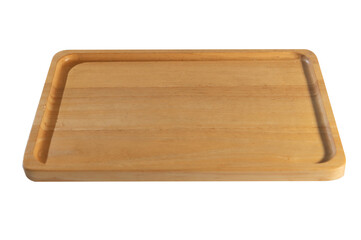 Top view of a rectangular light wood cutting board with juice groove, isolated on white for kitchen, cooking, or food prep themes.
