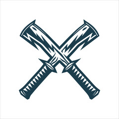 Crossed Cricket Bats Vector Graphic Illustration Cricket Bat Angular bold strokes
