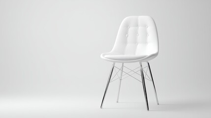 Modern white chair isolated on pure white background, minimal product template