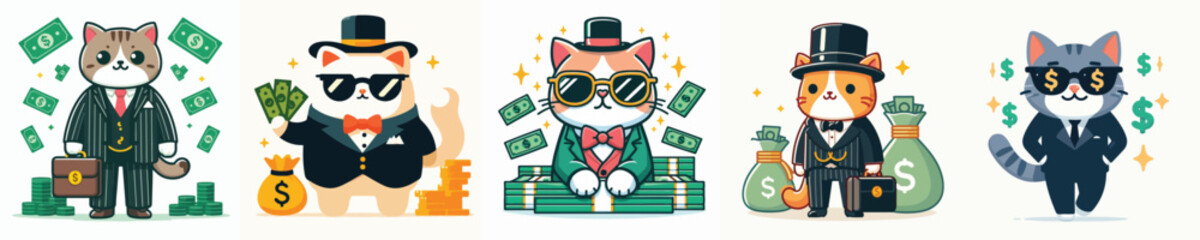vector of a cat billionaire