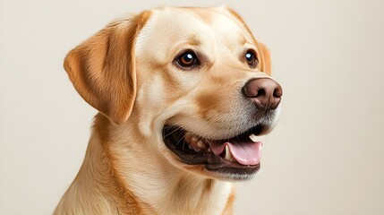 Adorable Golden Labrador Retriever Dog Portrait Happy Canine Close up Shot