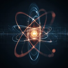 Quantum Lab Illustration with Glowing Atom