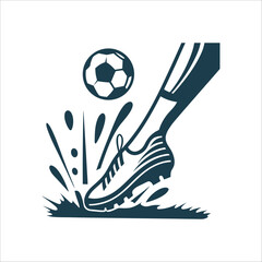 Stylized Soccer Kick Illustration, Action Graphic Kicking Motion A foot striking a ball in a dynamic angular style