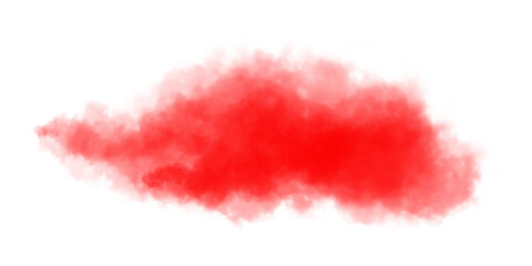 Red watercolor cloud shape on white background for abstract design, digital art, backgrounds and creative templates