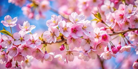 Obraz premium DC's Akebono cherry blossoms: a breathtaking springtime close-up, capturing the vibrant blooms.