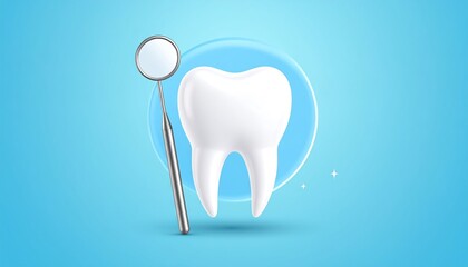 Dental tools with tooth on a blue background.