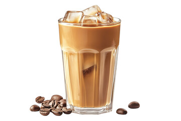 Indulge in a refreshing iced coffee on a summer afternoon with rich robust coffee flavor and cubes isolated on transparent background. Generative Ai.