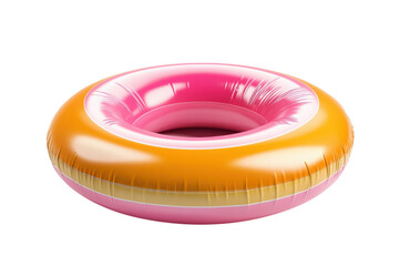 Summer dreams of floating with this vibrant inflatable ring ready for fun at the pool against dark isolated on transparent background. Generative Ai.