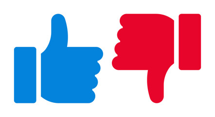 Like and dislike symbol set. Thumbs up and thumbs down icons. Social media buttons.