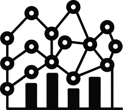 Abstract data visualization with line Silhouette graph and bar chart showing trends
