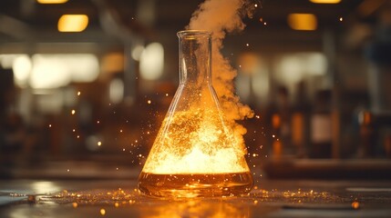 Chemical reaction in flask