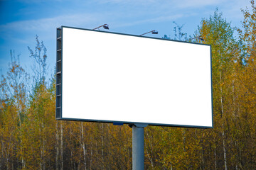 Background for design, billboards on city streets and along roads in the summer day