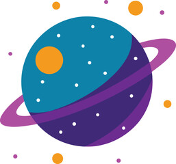 Vibrant Cosmic Planet Illustration Teal, Purple, and Orange Celestial Body Design