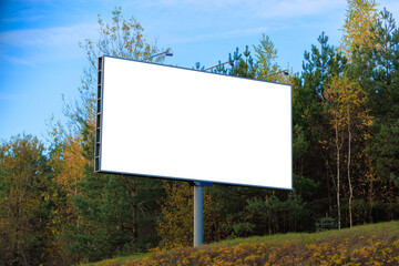 Background for design, billboards on city streets and along roads in the summer day