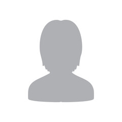 髪の伸びた男性のモノクロシルエットイラスト　グレー