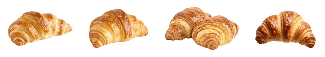 Freshly baked croissants arranged beautifully, perfect for breakfast or pastries., transparent background
