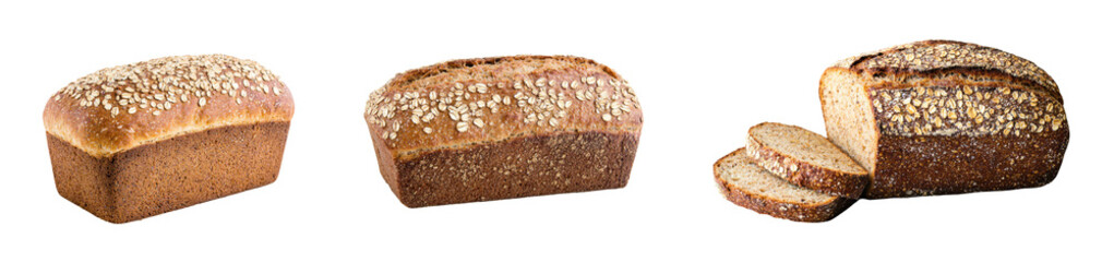 Freshly baked loaves of bread showcasing a variety of crusts and textures., transparent background