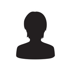 若い男性のイメージ　モノクロシルエットイラスト　黒