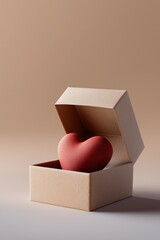 Heart-shaped object in open box on gradient background