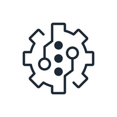 Digital tech transformation  and  connection. Data technology.Vector linear icon illustration isolated on white background.