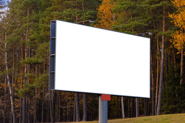 Large white billboards for outdoor advertising and information boards along the roads and on the streets of the city. 