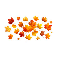 Autumn maple frame with colorful fall leaves border, white background