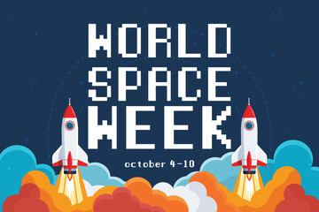 World Space Week flat vector illustration