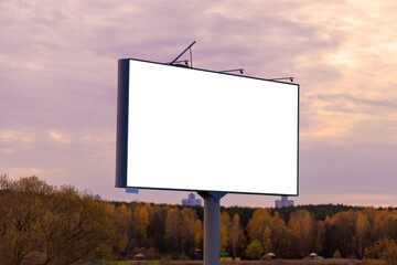 Large white billboards for outdoor advertising and information boards along the roads and on the streets of the city. 
