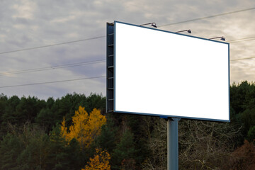 Large white billboards for outdoor advertising and information boards along the roads and on the streets of the city. 