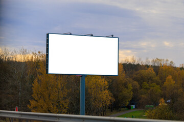 Background for design, billboards on city streets and along roads in the summer day