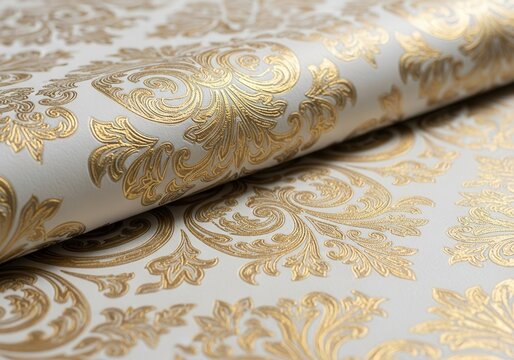 Fototapeta Elegant gold floral pattern on luxury wallpaper design