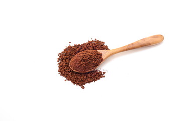 scoop of coffee beans, Brown coffee powder isolate on white background 