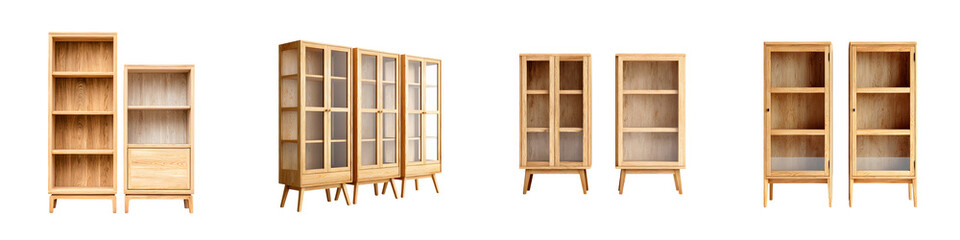 Wooden furniture with shelves and cabinets for storage and display