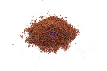 instant coffee granules, coffee beans isolated on white background