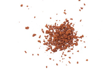 coffee beans isolated on white, Finely ground roasted coffee, coffee powder