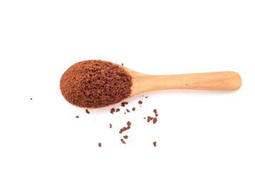 cocoa powder and spoon, Finely ground roasted coffee, coffee powder