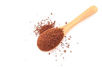 spoon of coffee, Finely ground roasted coffee, coffee powder