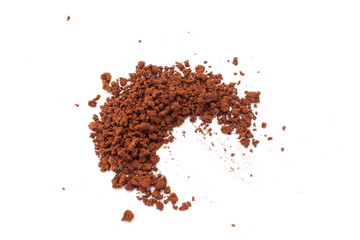 coffee beans isolated on white background, Finely ground roasted coffee, coffee powder