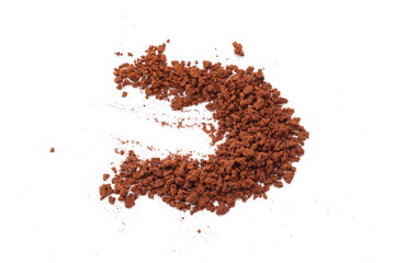 coffee beans on white background, Finely ground roasted coffee, coffee powder