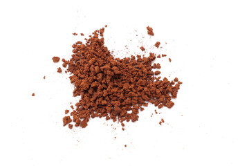 coffee beans isolated on white, Finely ground roasted coffee, coffee powder
