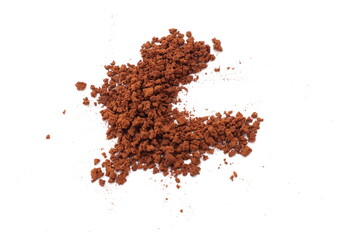 coffee beans on white background, Finely ground roasted coffee, coffee powder
