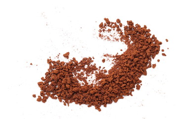 coffee beans on white background, Finely ground roasted coffee, coffee powder