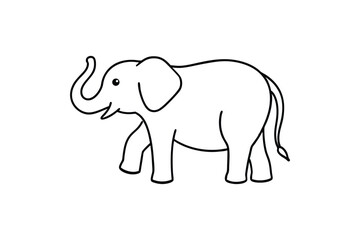 Elephant Side View Majestic Wildlife Animal Drawing Line Art