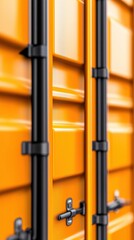 Trade Backbone: Close-up of a Vibrant Orange Shipping Container, International Logistics, Supply Chain, and Cargo Transport Efficiency