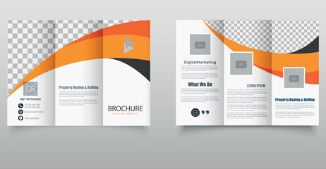 Corporate business trifold brochure template. Modern, Creative and Professional tri fold brochure vector design. Editable file.