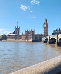 Houses of Parliament, London, on a sunny day