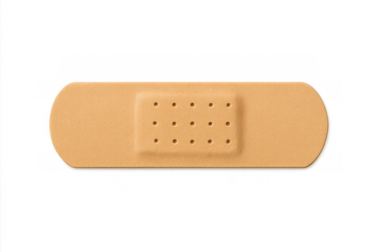 Classic beige adhesive bandage on a transparent background, offering a practical solution for wound care and first aid needs
