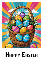 Easter. Card design. Pattern for printing on wall decorations, covers, posters. Oil paint